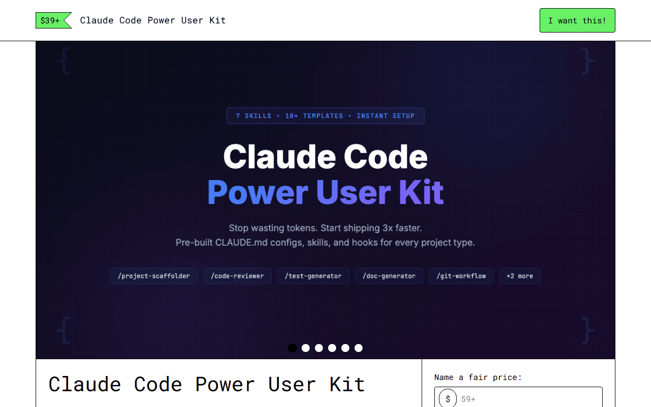 Claude Code Power User Kit — Gumroad product page
