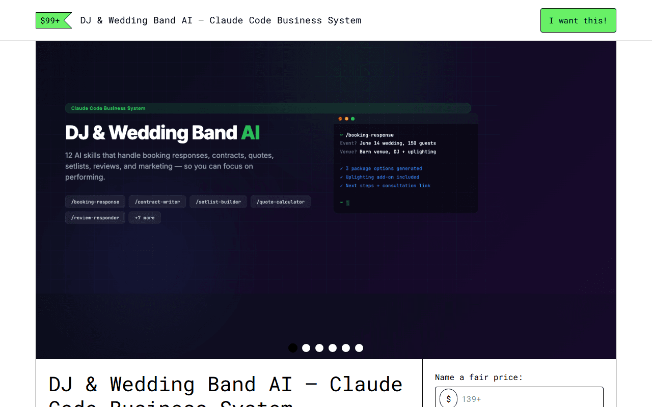 DJ & Wedding Band AI — Gumroad product page