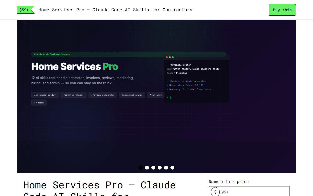Home Services Pro — Gumroad product page