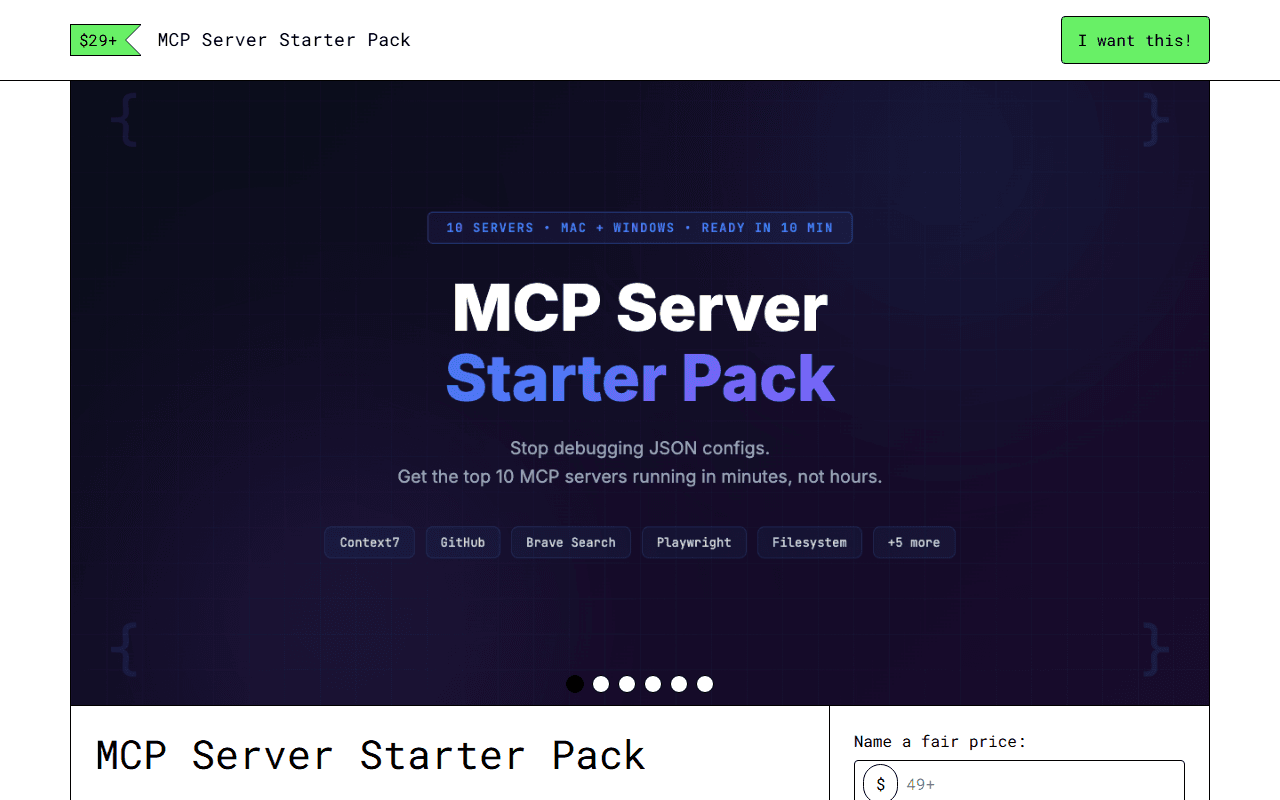 MCP Server Starter Pack — Gumroad product page