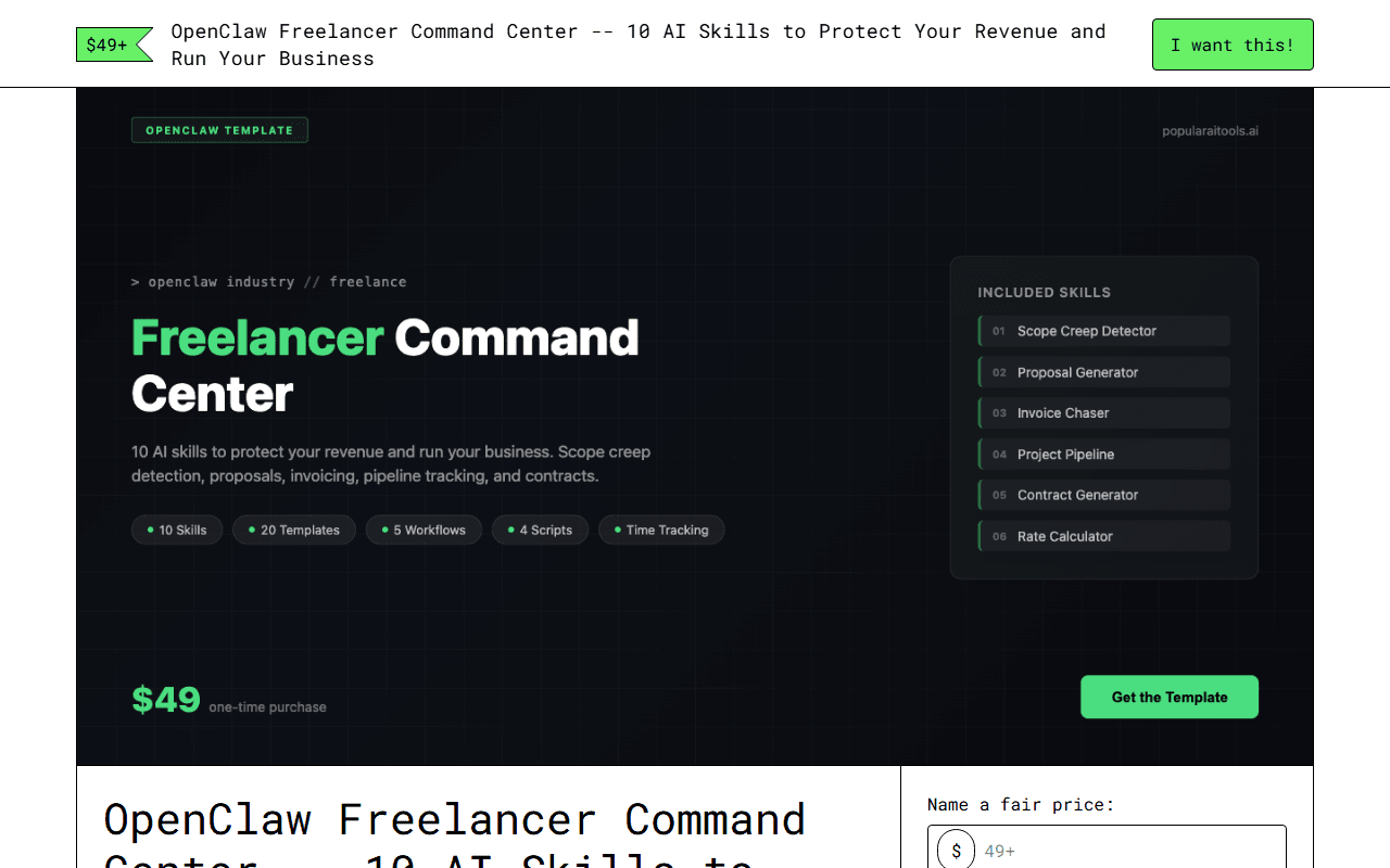 OpenClaw Freelancer Command Center — Gumroad product page