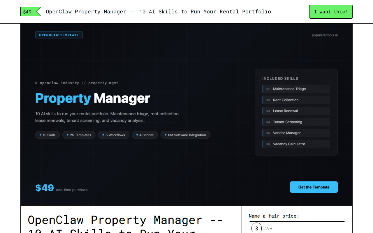 OpenClaw Property Manager — Gumroad product page