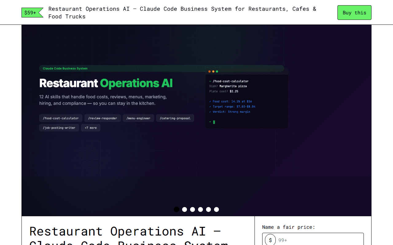 Restaurant Operations AI — Gumroad product page