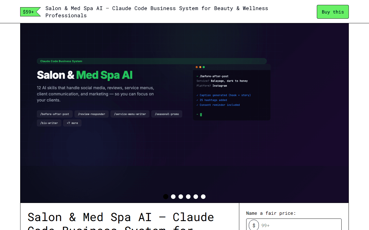 Salon & Med Spa AI — Gumroad product page