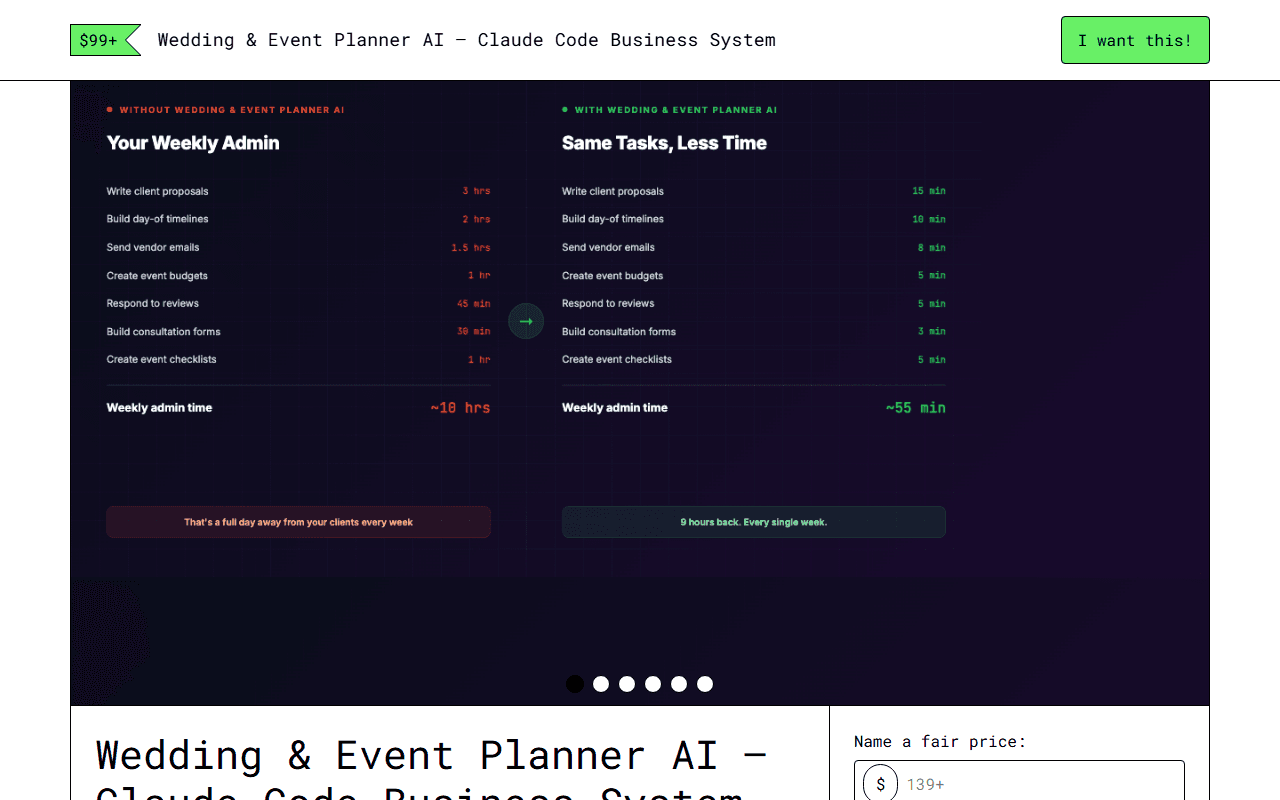 Wedding & Event Planner AI — Gumroad product page