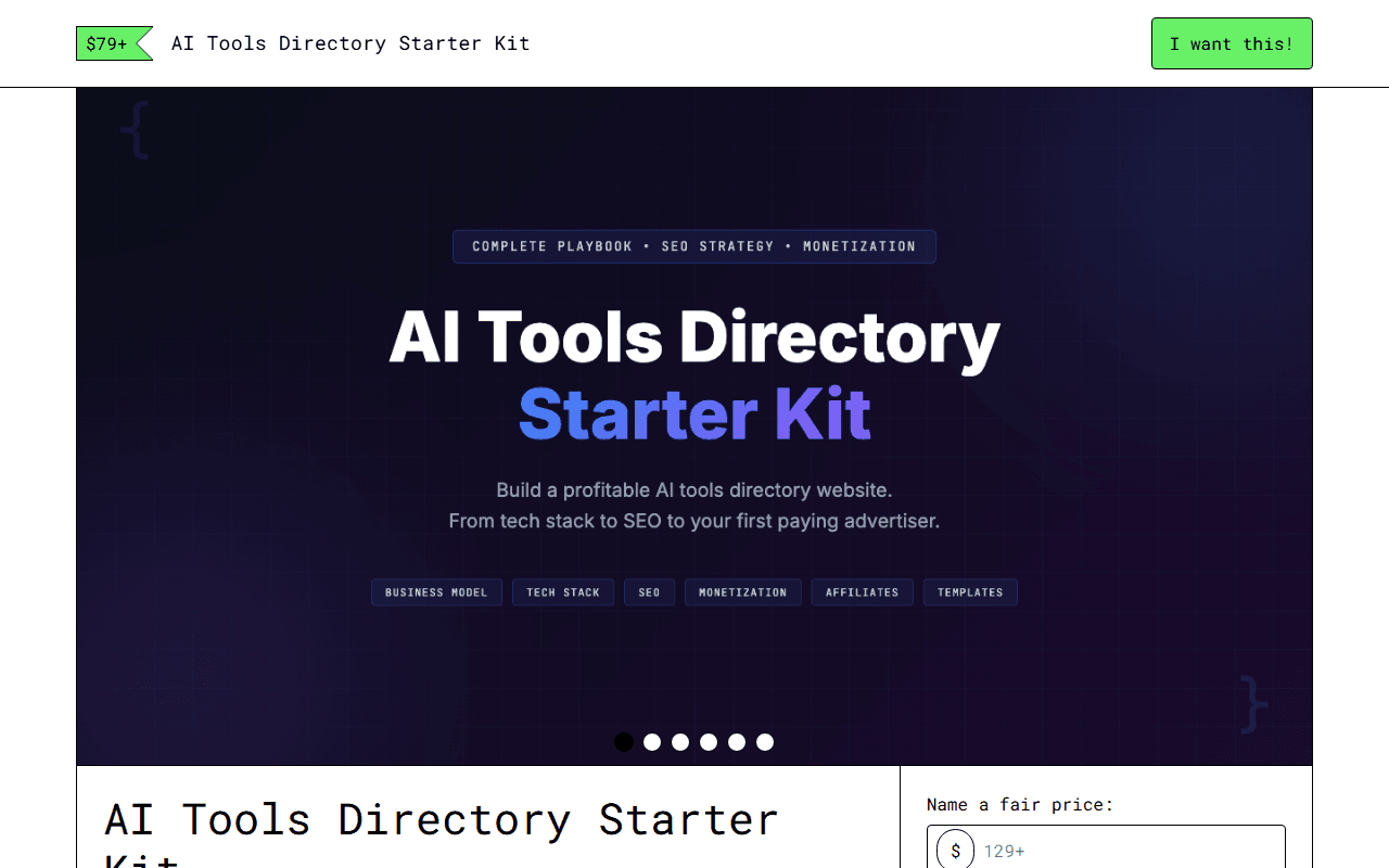 AI Tools Directory Starter Kit — Gumroad product page