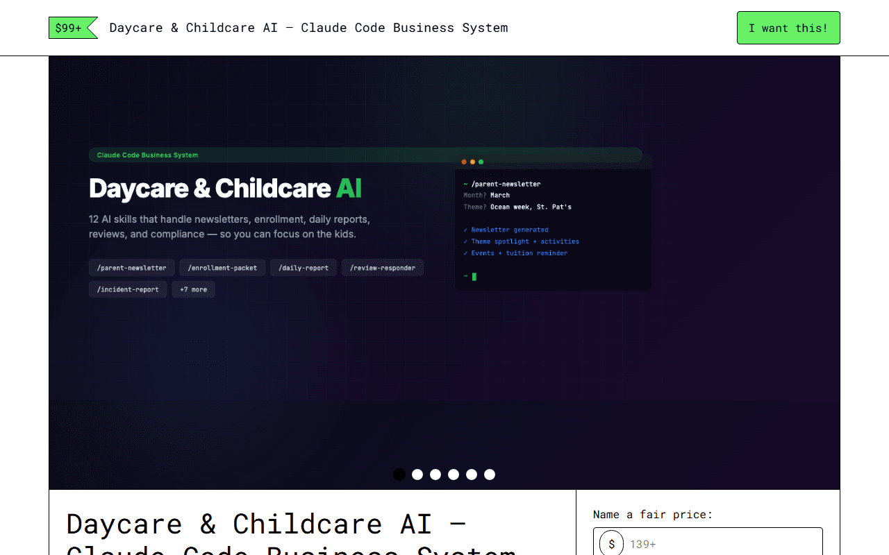 Daycare & Childcare AI — Gumroad product page