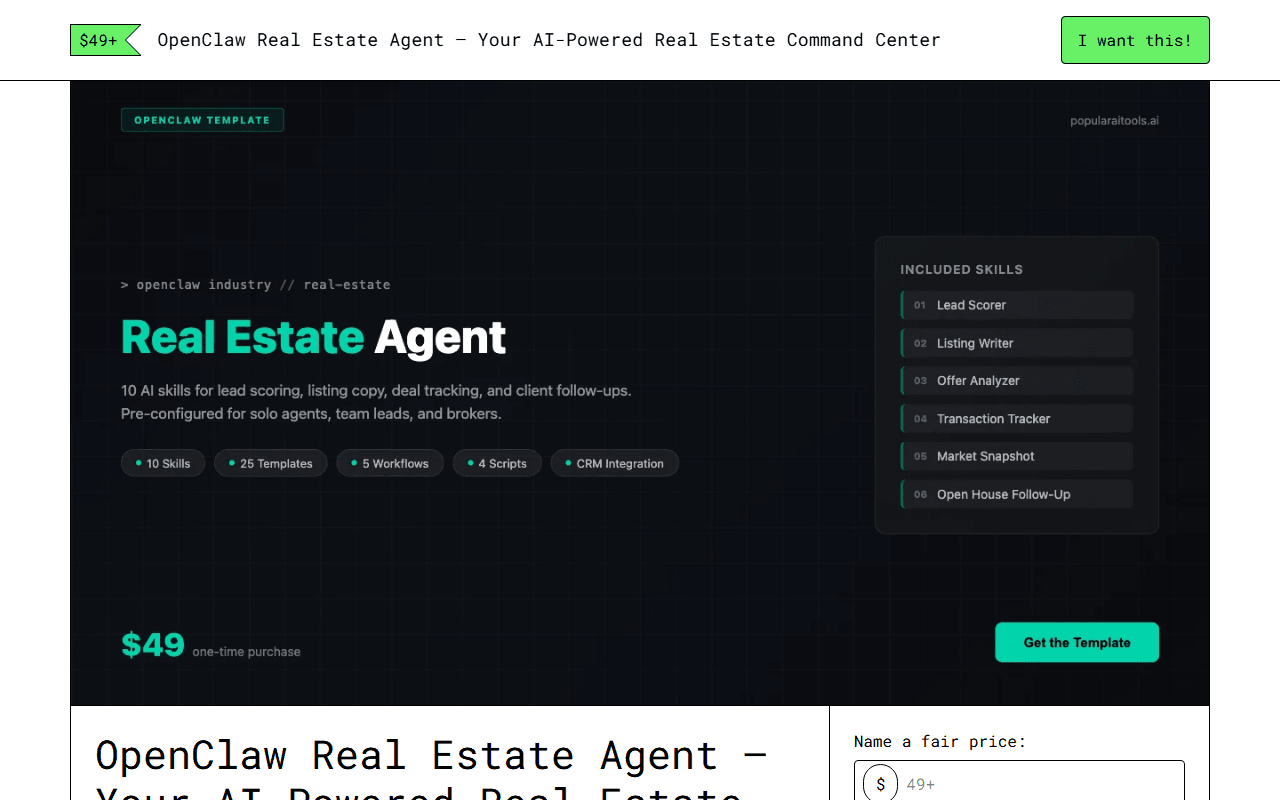 OpenClaw Real Estate Agent — Gumroad product page