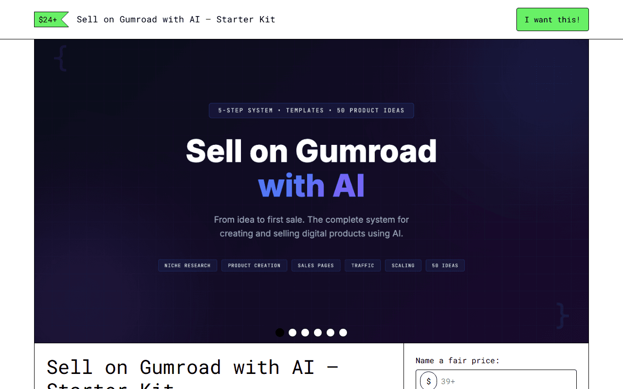 Sell on Gumroad with AI — Gumroad product page