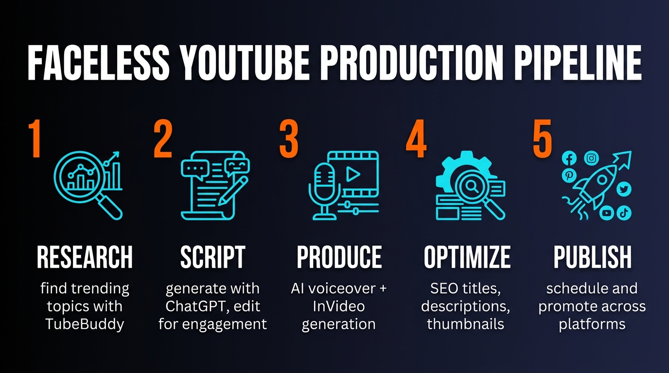 Daily production workflow: batch scripting, voice generation, video creation