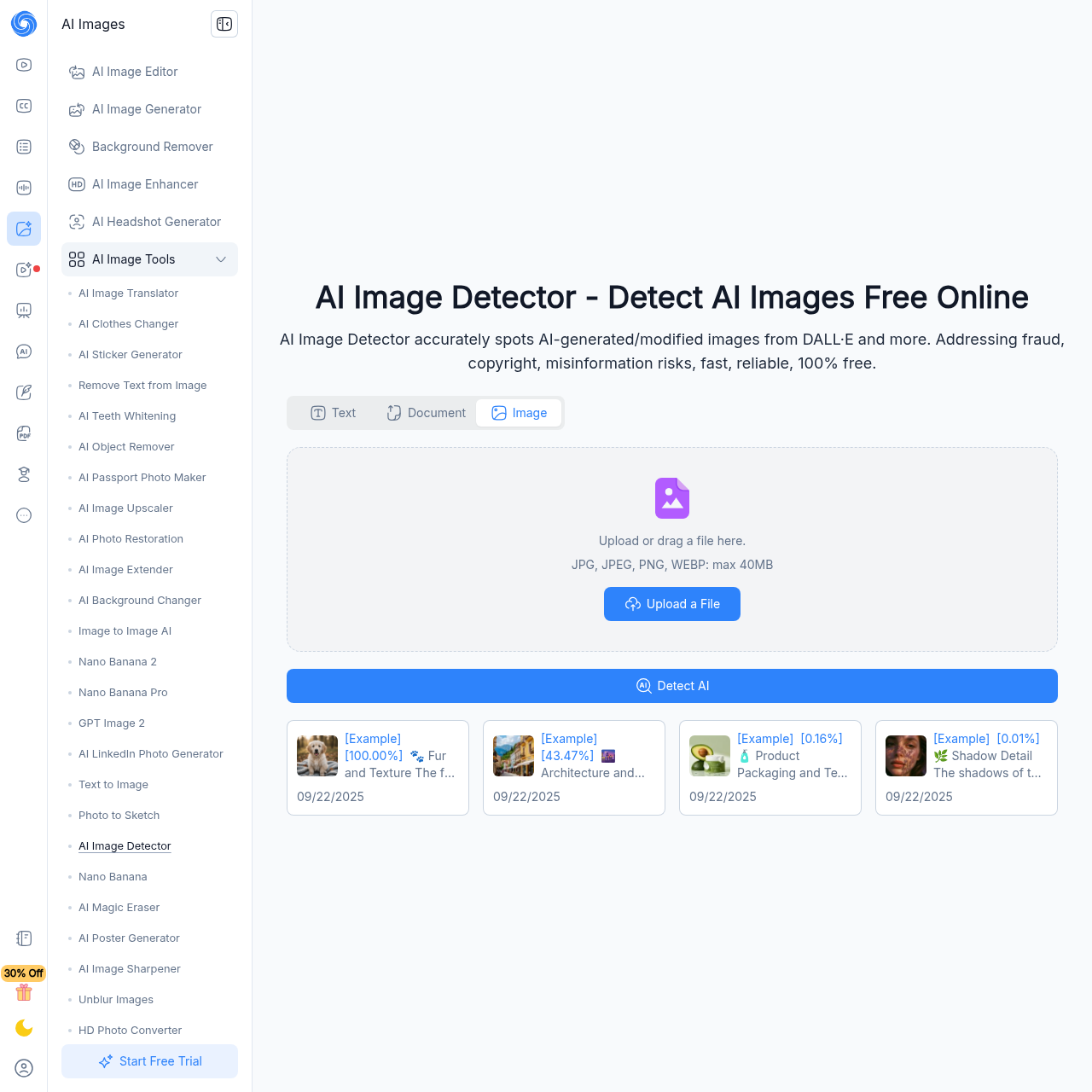 NoteGPT AI Image Detector — alternate free public tool
