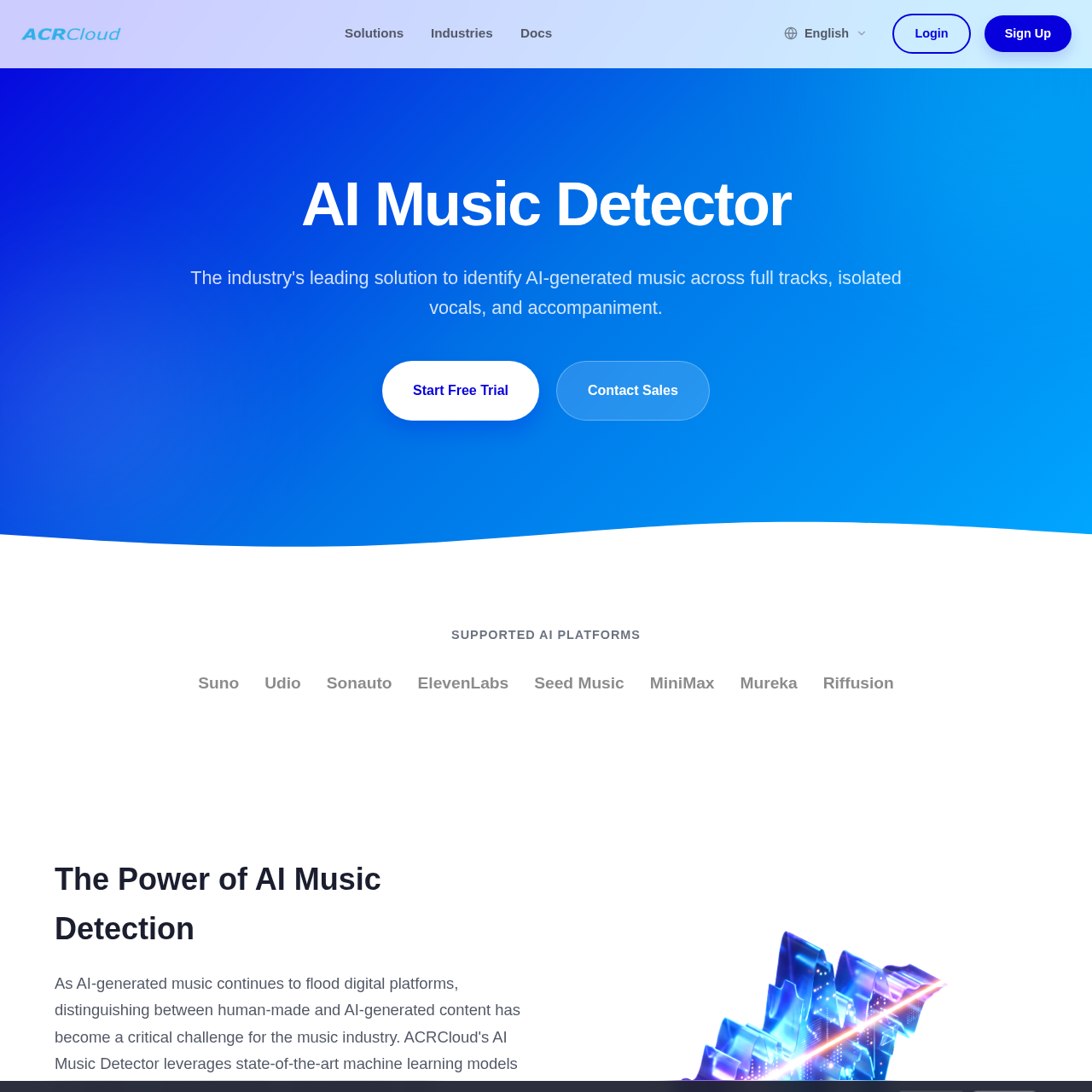ACRCloud AI Music Detector for Suno, Udio, and AI-generated music