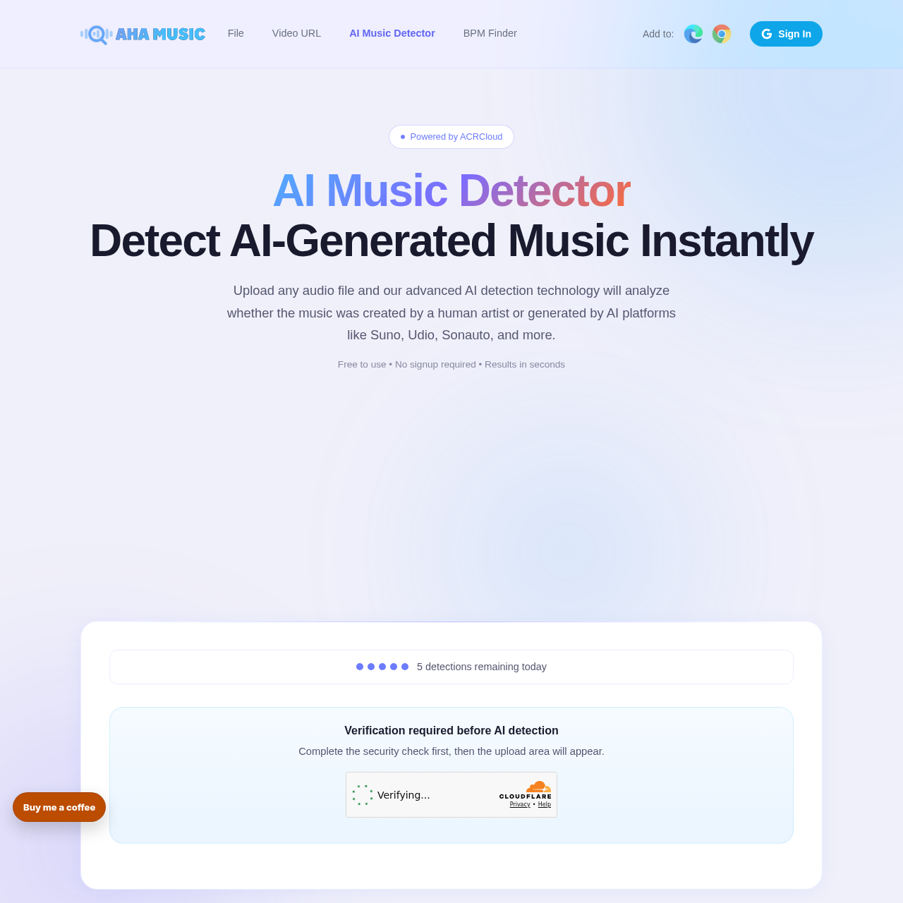 aha-music.com AI music detector — alternative free checker