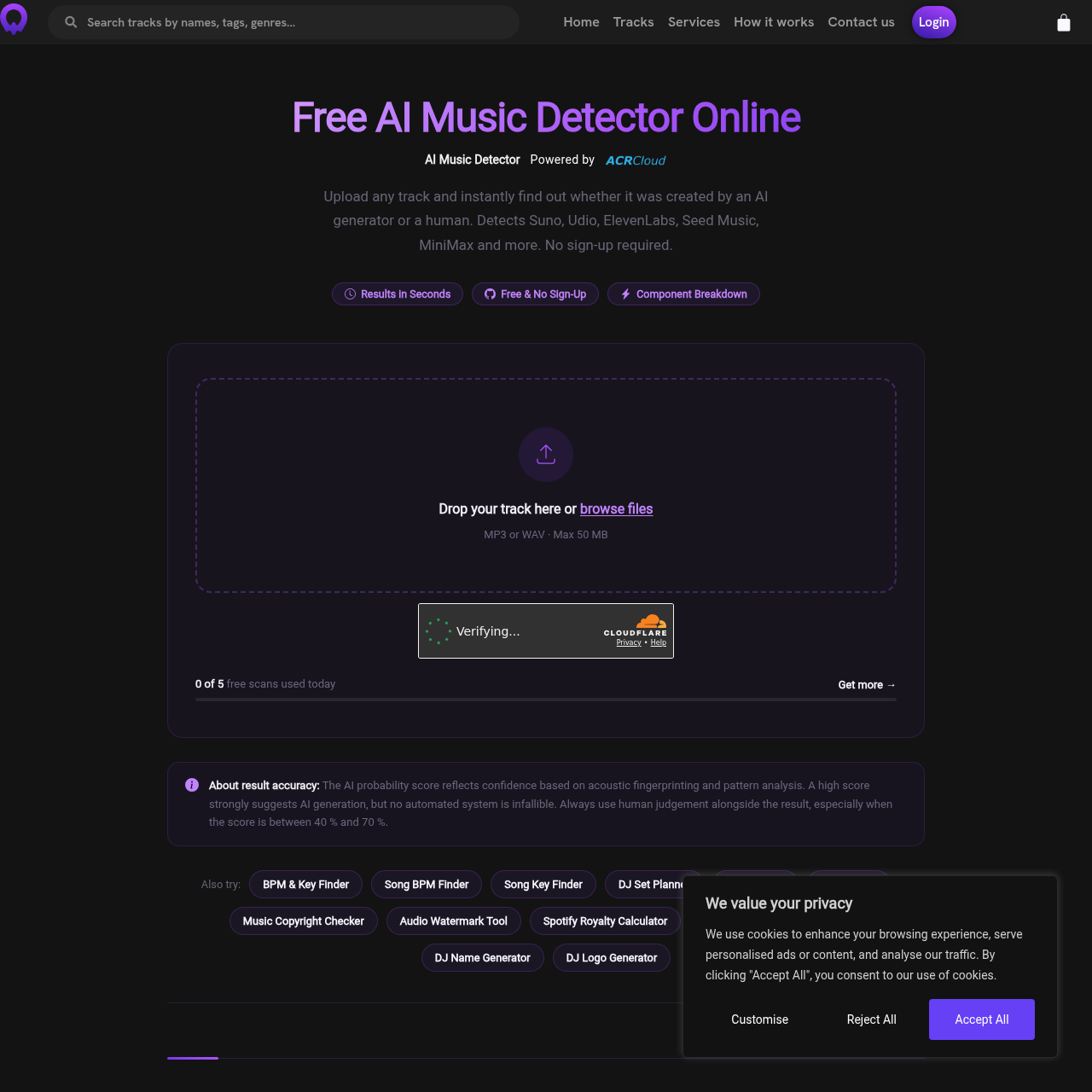 theghostproduction.com AI music detector — niche music-production blog tool