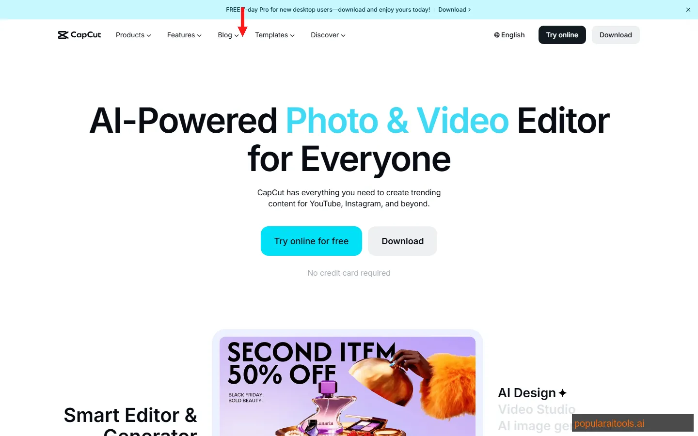 CapCut AI video editor showing auto-captions, effects, and editing timeline
