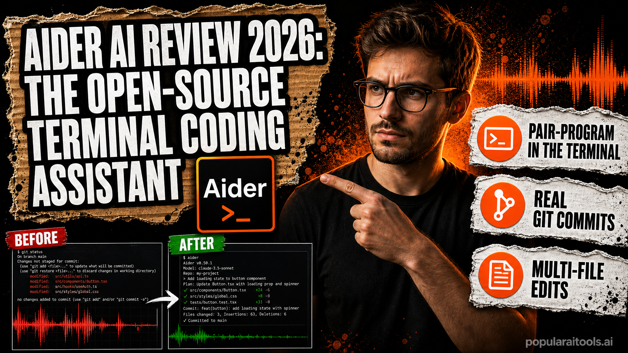 Aider AI terminal coding assistant in action