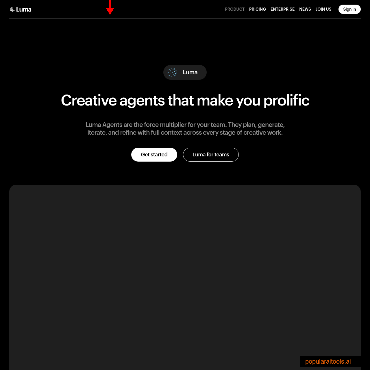 Luma Dream Machine homepage