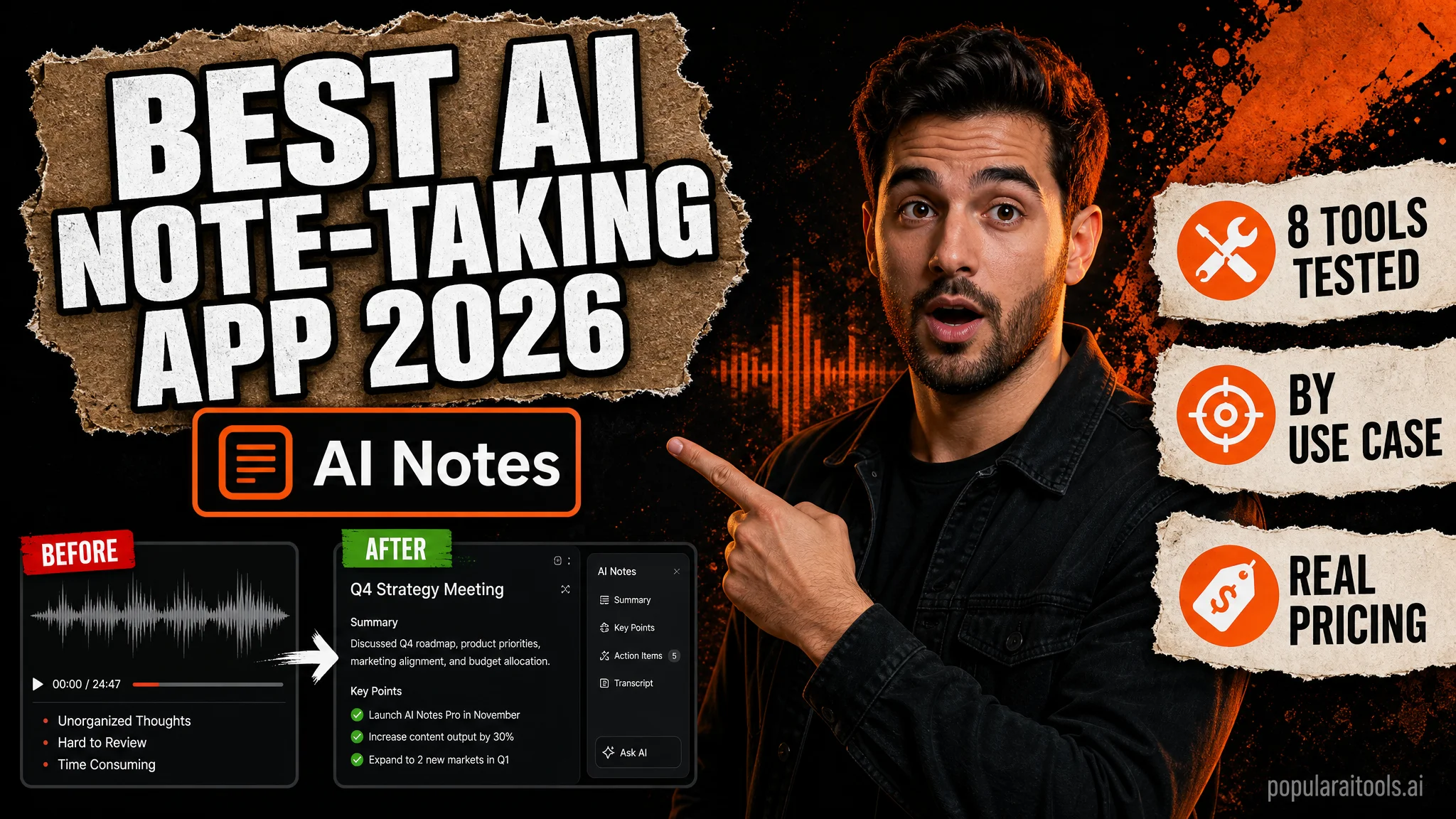 Best AI note-taking app 2026 — Granola, Mem, Tana, Notion AI, Obsidian, Otter, Fathom, Apple Notes tested by use case