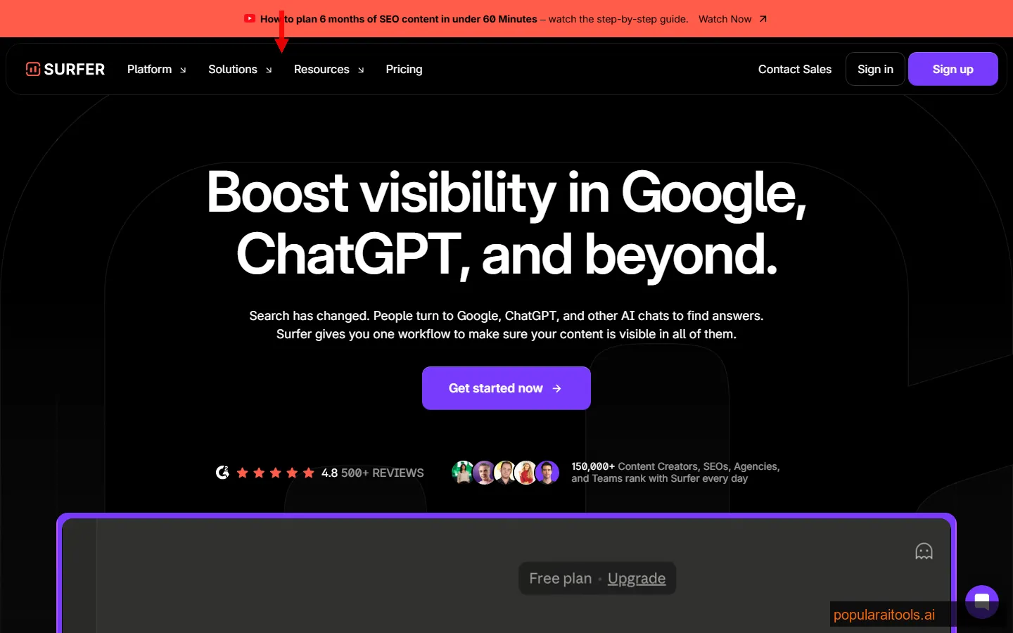 Surfer SEO content editor showing real-time NLP scoring and optimization recommendations