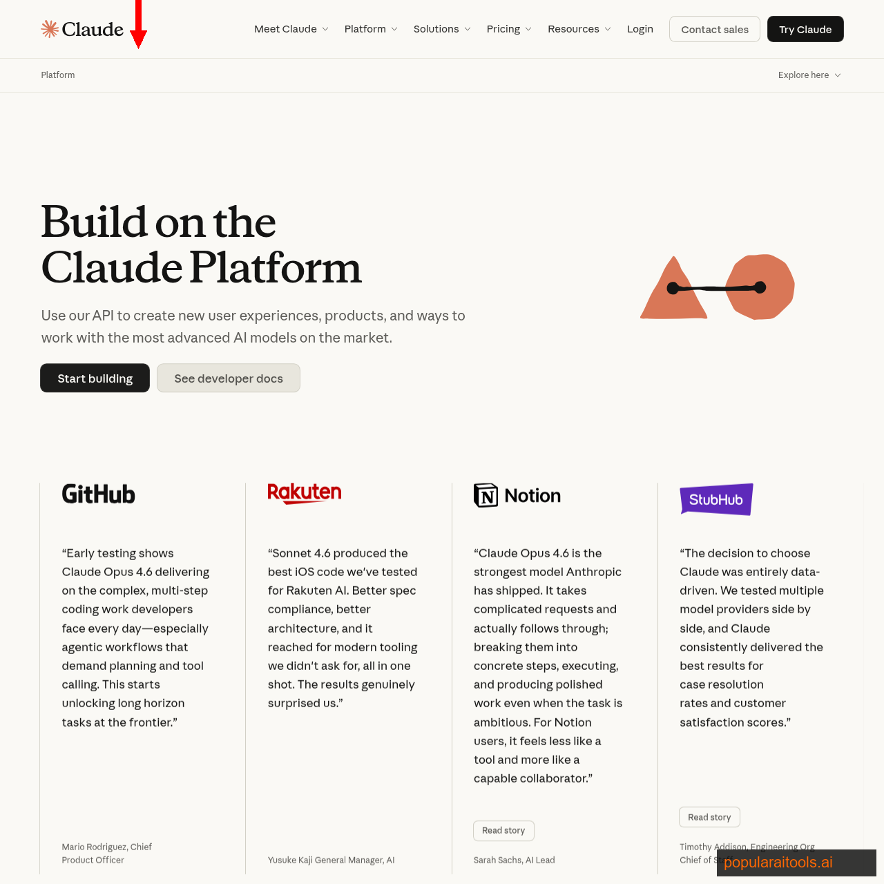 Anthropic API product page describing the Claude models and pricing