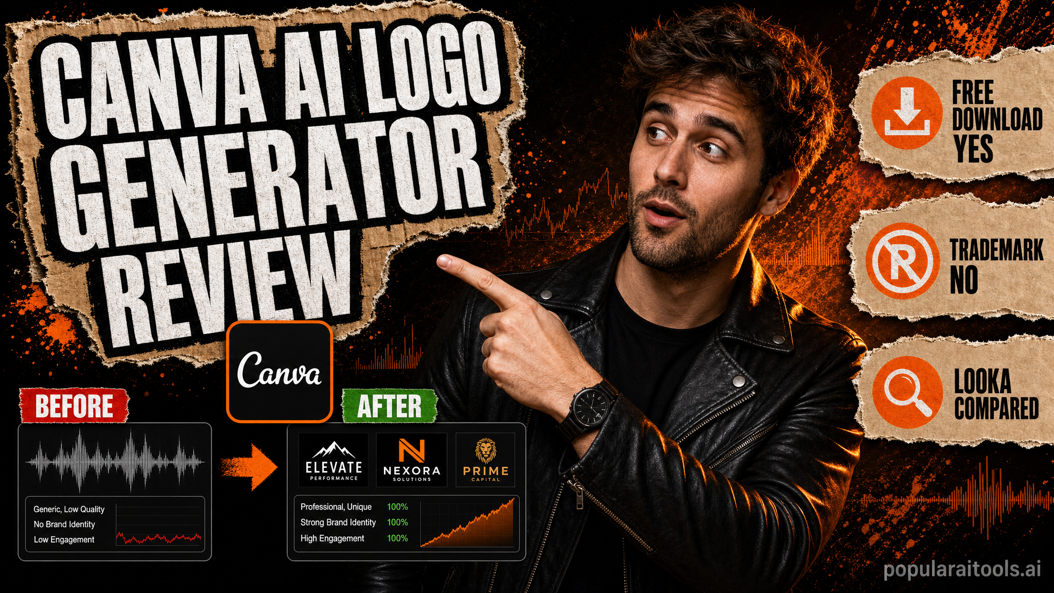 Canva AI Logo Generator review — free download yes, trademark no, and the honest Looka comparison