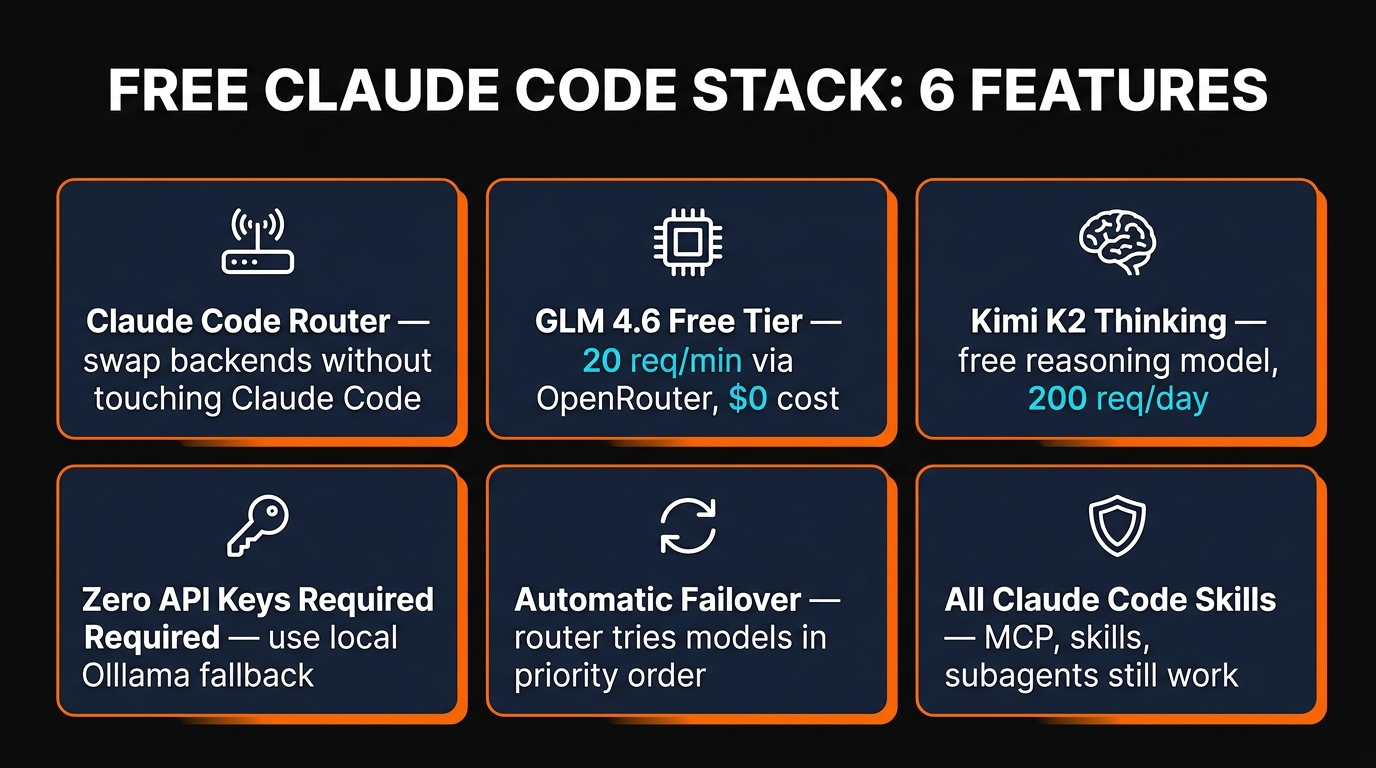 Six features of the free Claude Code stack