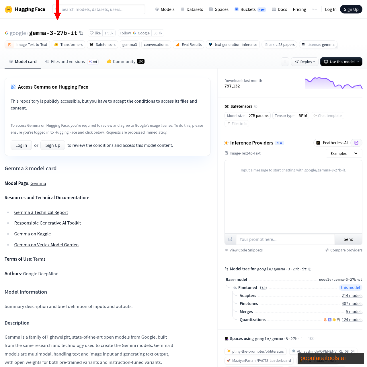 Hugging Face models page with free downloadable open weights