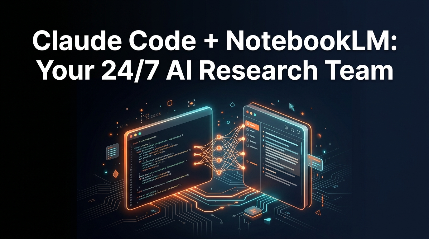 Claude Code plus NotebookLM integration guide featured image showing connected AI tools