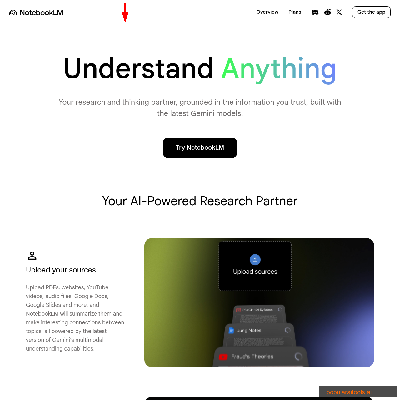 NotebookLM interface showing notebook creation and source management features