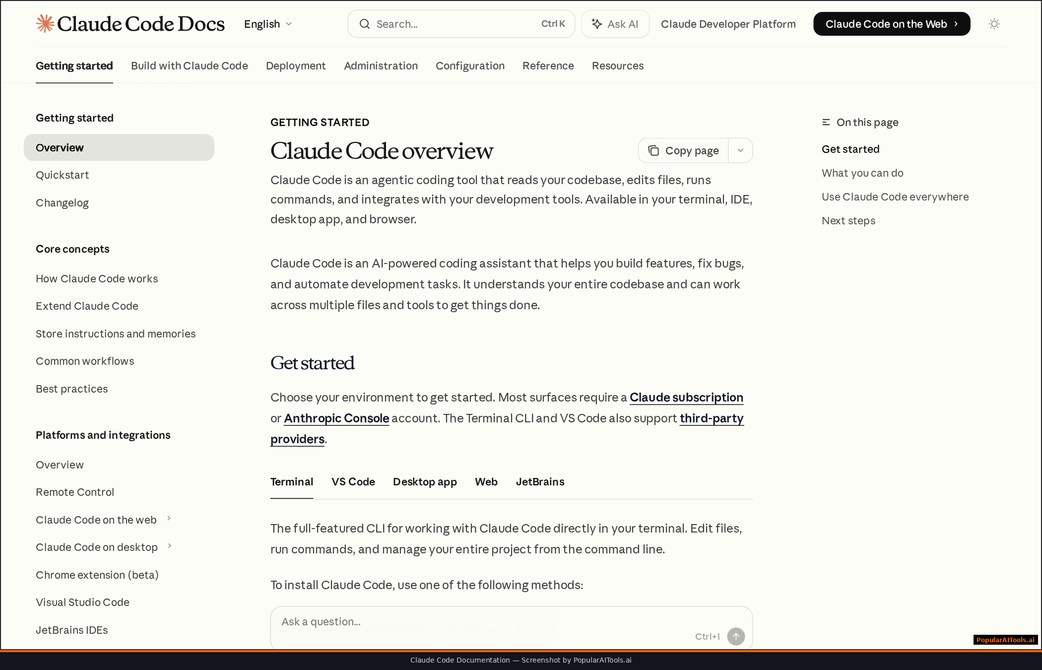Claude Code documentation page