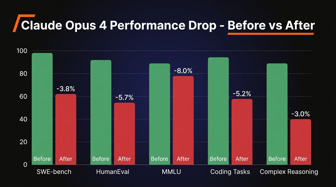 Claude Opus 4 performance benchmarks showing before and after comparison