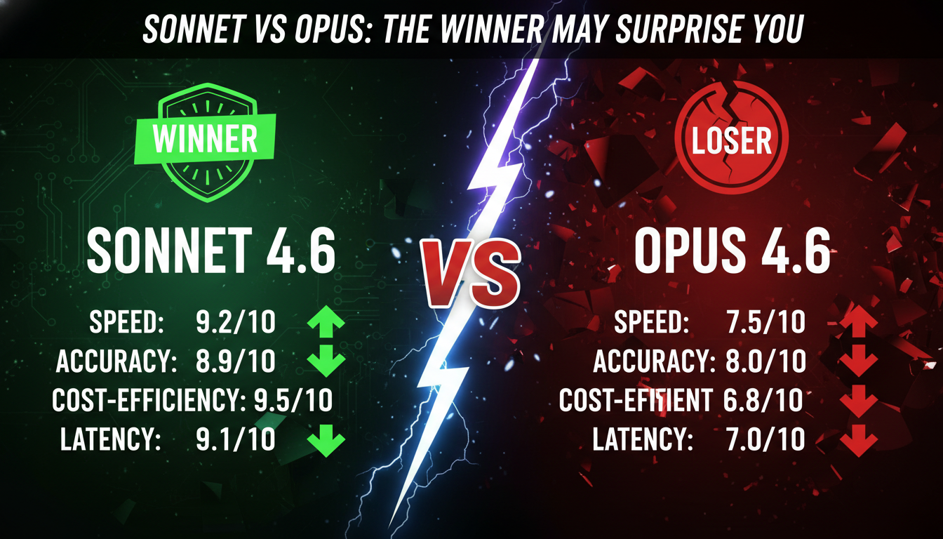 Sonnet 4.6 vs Opus 4.6 comparison showing Sonnet winning