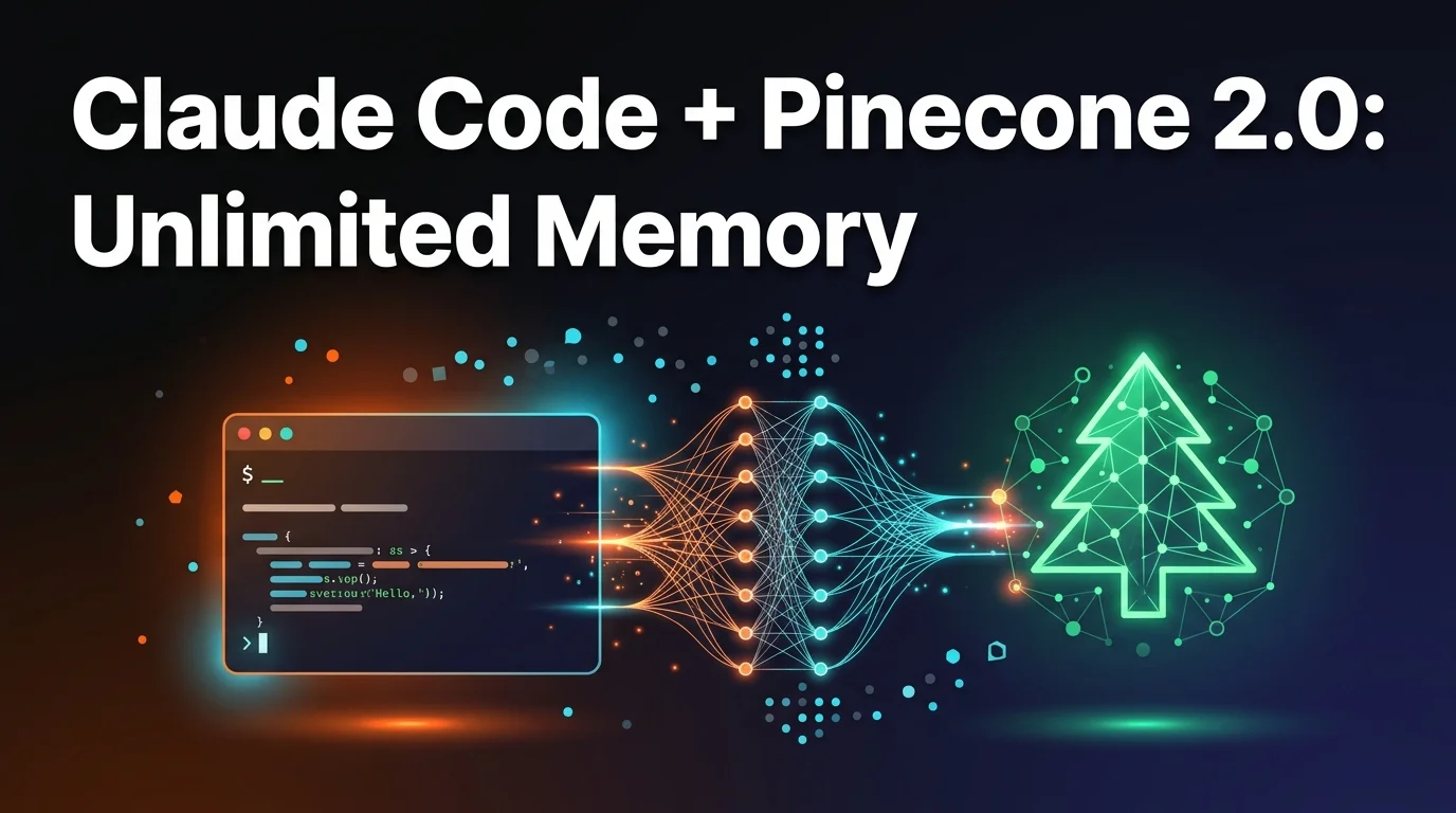 Claude Code plus Pinecone 2.0 unlimited memory guide showing vector database and RAG integration