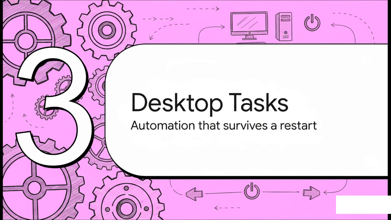 Video overview slide: Desktop Scheduled Tasks — local persistence that survives restarts