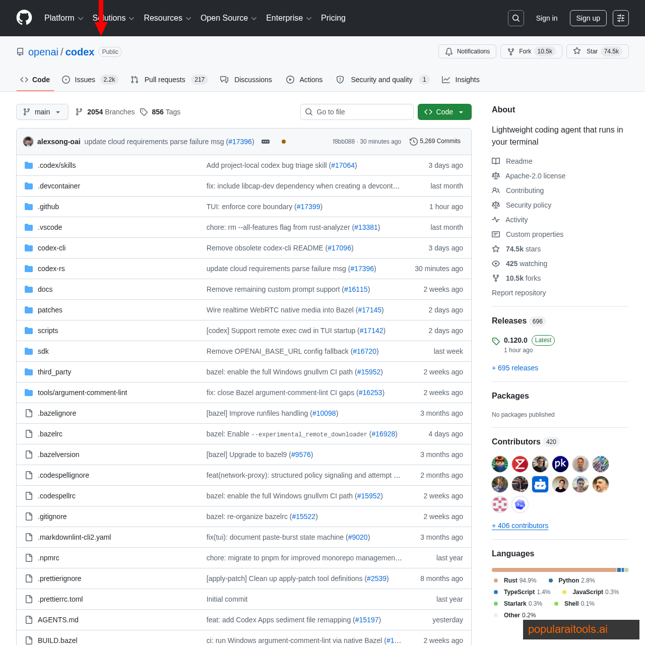 OpenAI Codex CLI GitHub repository — the terminal agent that can run as a sub-agent inside Claude Code