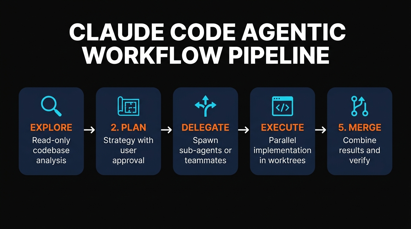 Claude Code Agentic Workflow Pipeline infographic