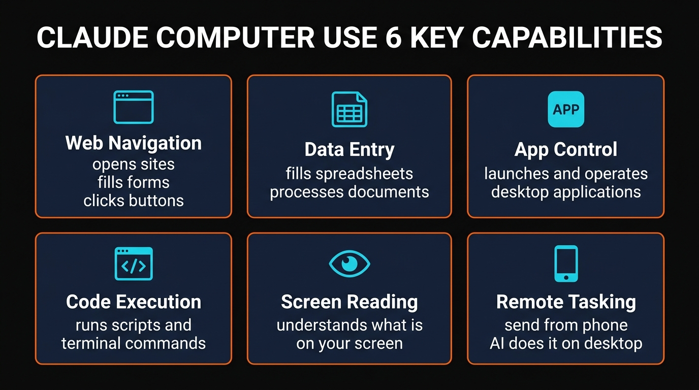 Claude Computer Use core features infographic