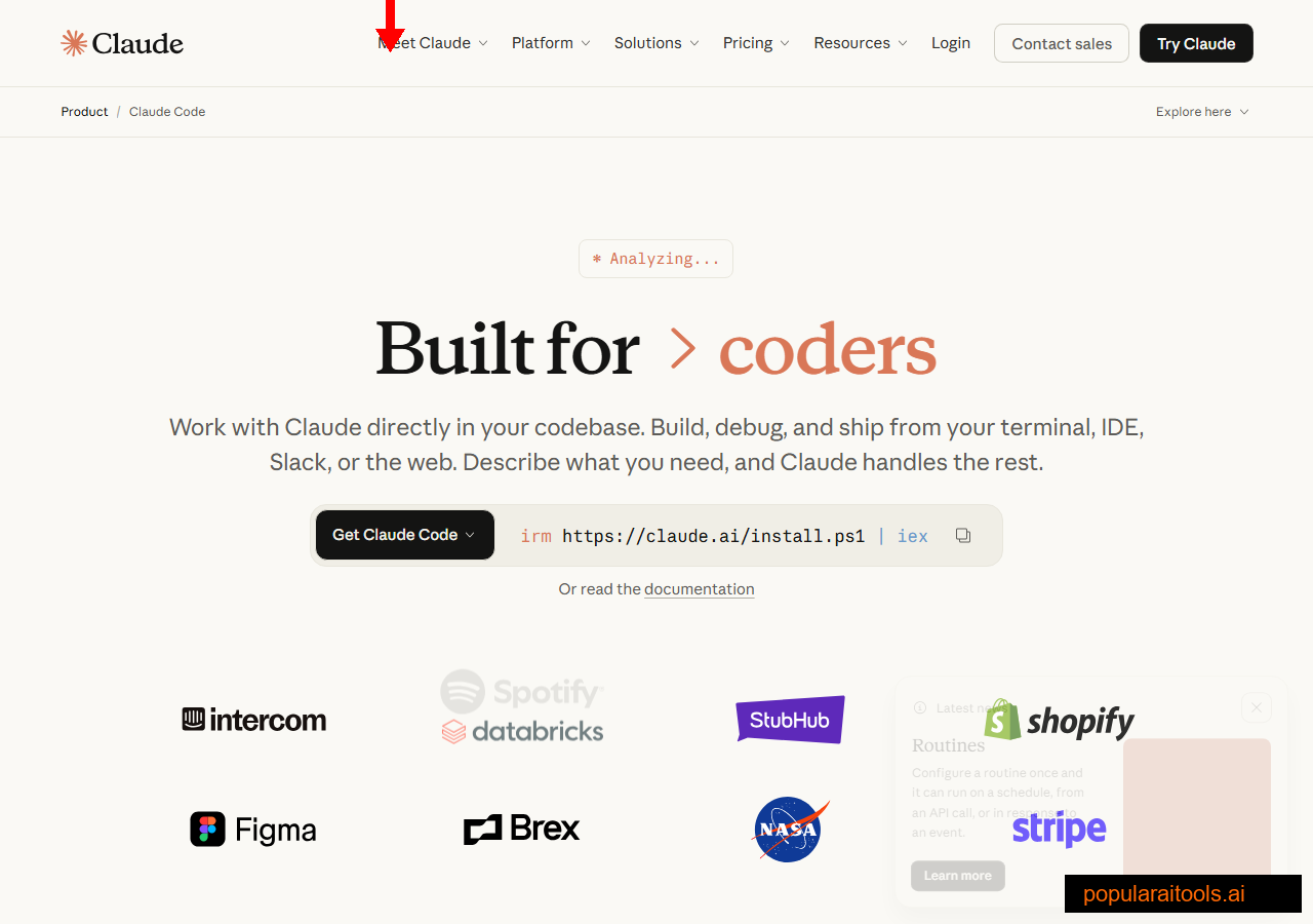 Claude Code product page on anthropic.com — where /ultrareview lives
