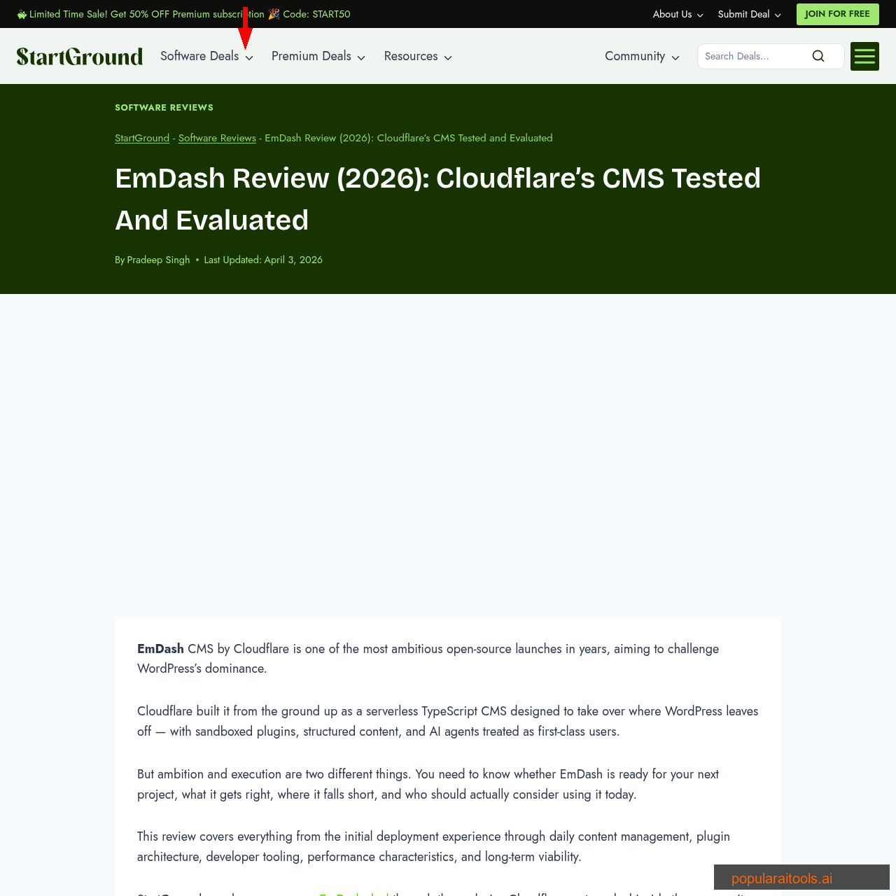 EmDash early review showing deployment experience and daily content management assessment