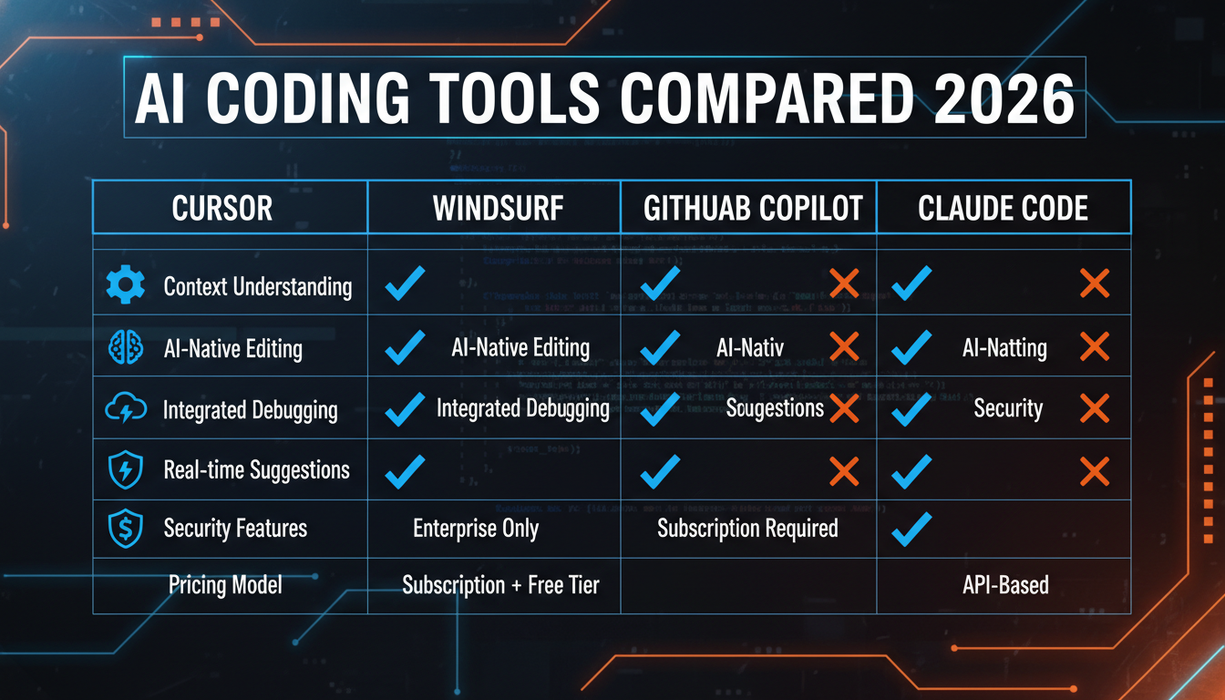 AI coding tools comparison chart 2026