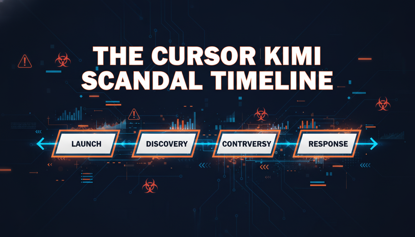 Cursor Kimi scandal timeline infographic