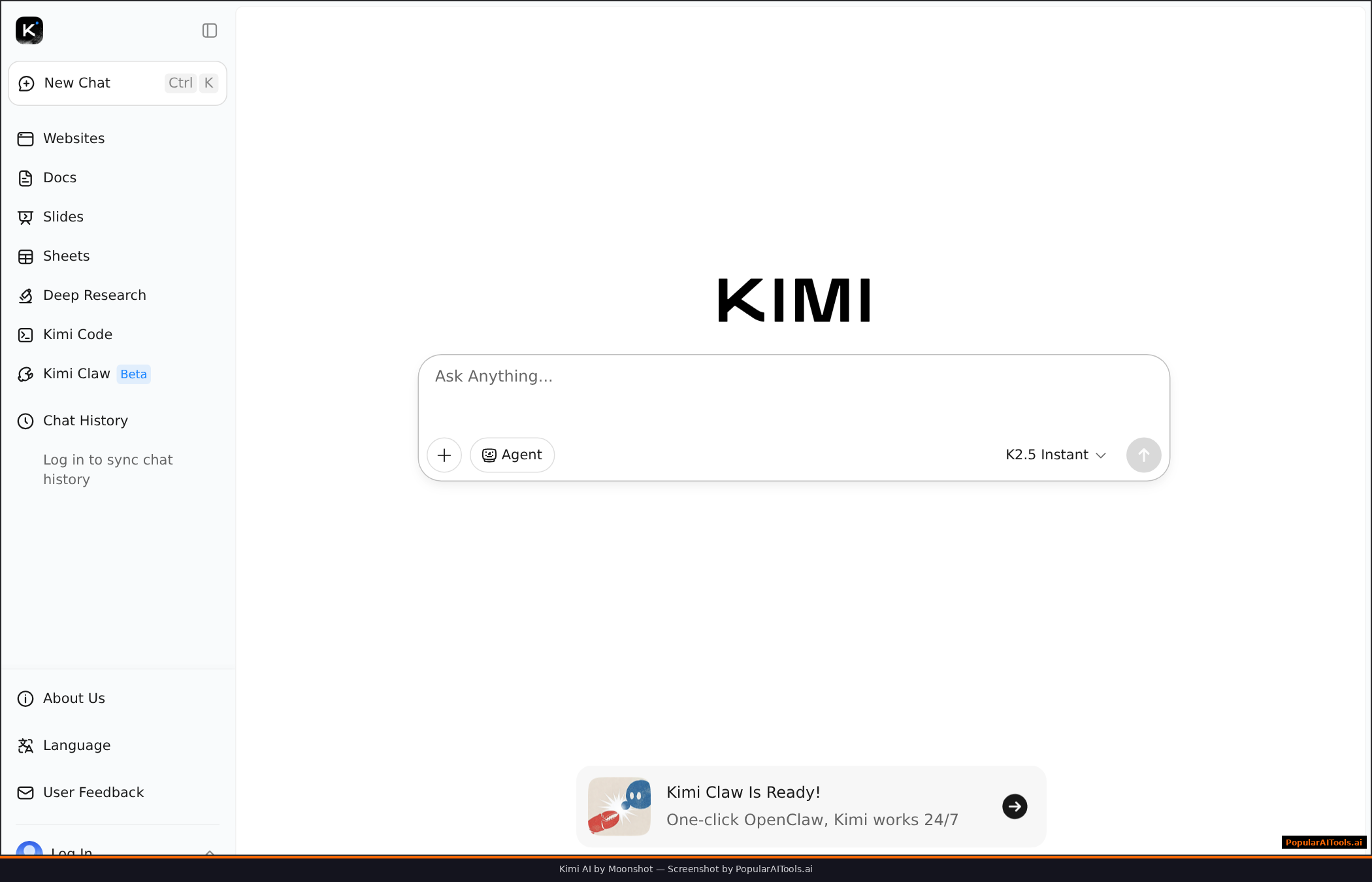 Kimi AI by Moonshot homepage