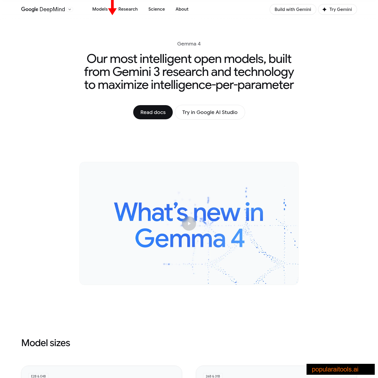 Google DeepMind Gemma 4 official model page