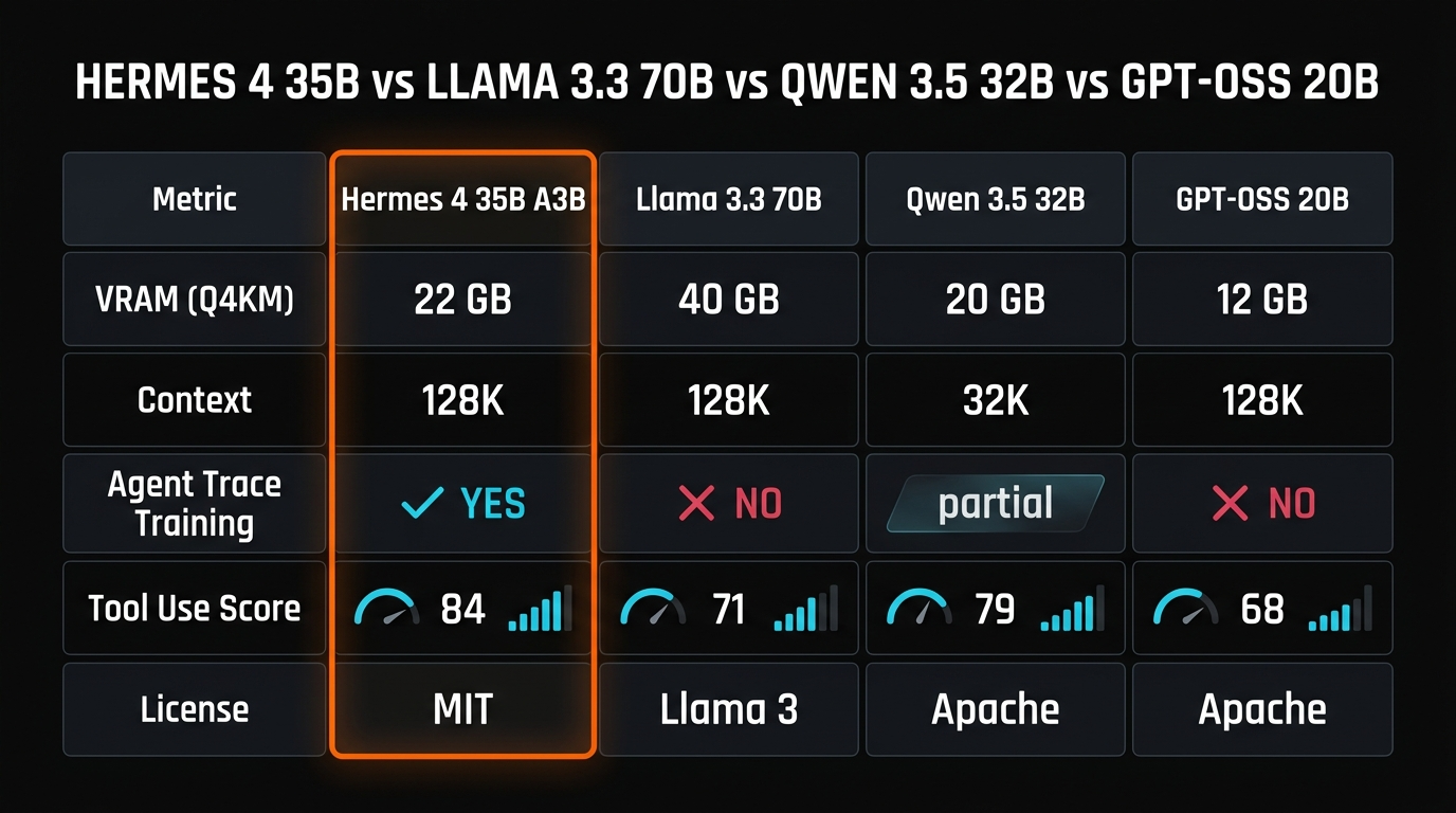 Hermes 4 vs Llama vs Qwen vs GPT-OSS comparison infographic