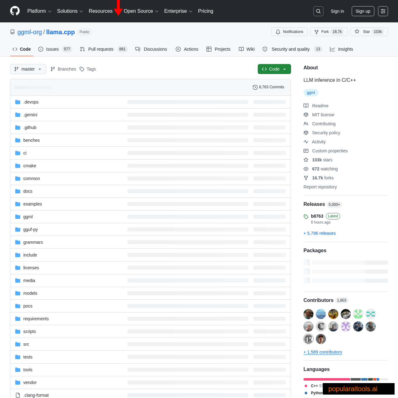 llama.cpp GitHub repository with CUDA build instructions