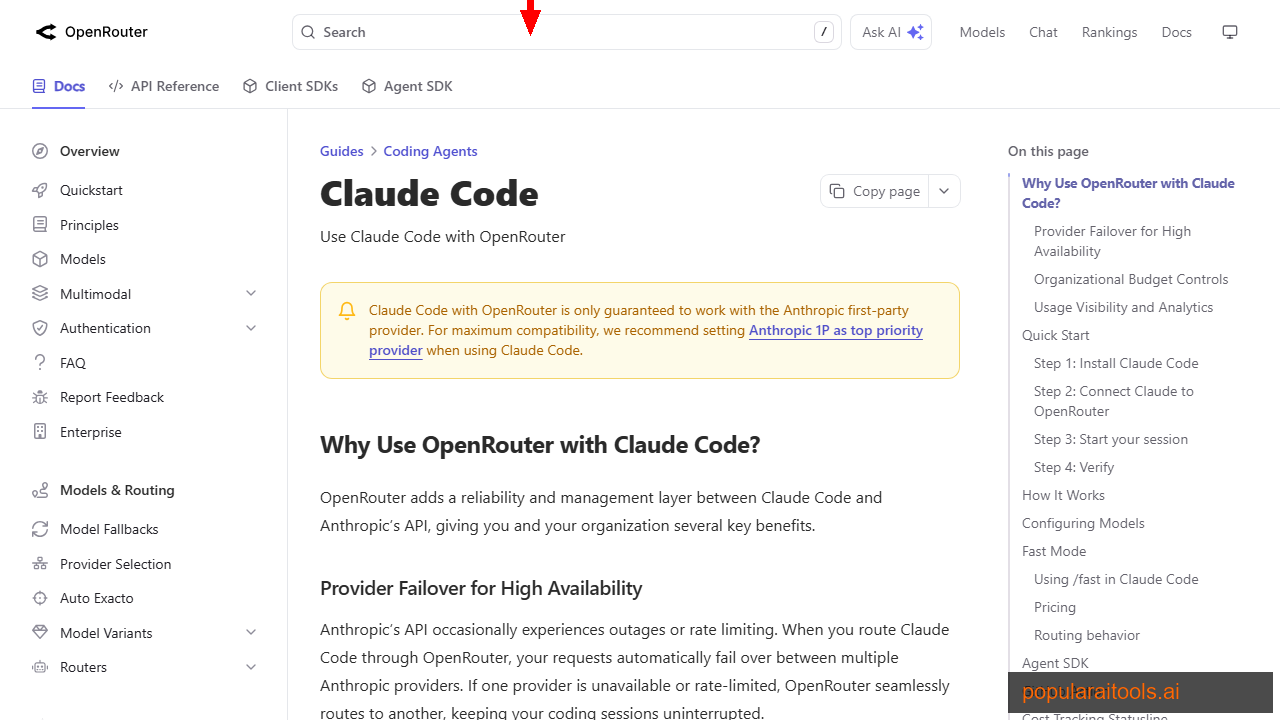 OpenRouter documentation for Claude Code integration