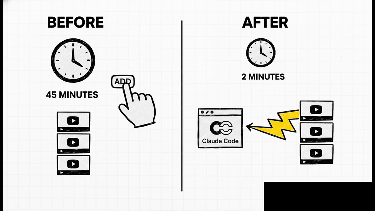 Video slide showing bulk source ingestion via Claude Code