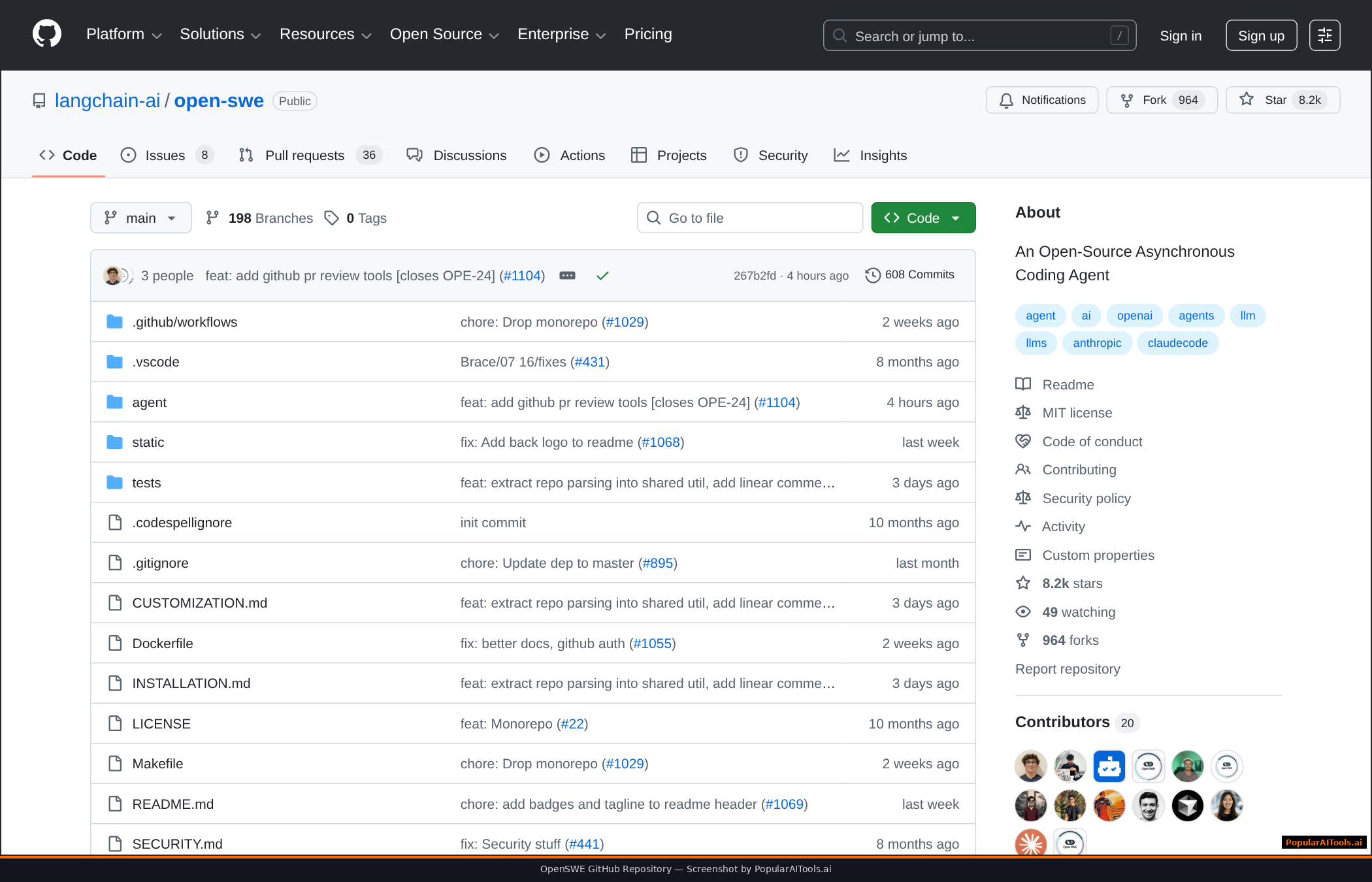 OpenSWE GitHub repository by LangChain