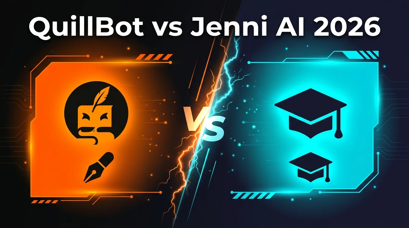 QuillBot vs Jenni AI 2026 comparison featured image showing both AI writing tools
