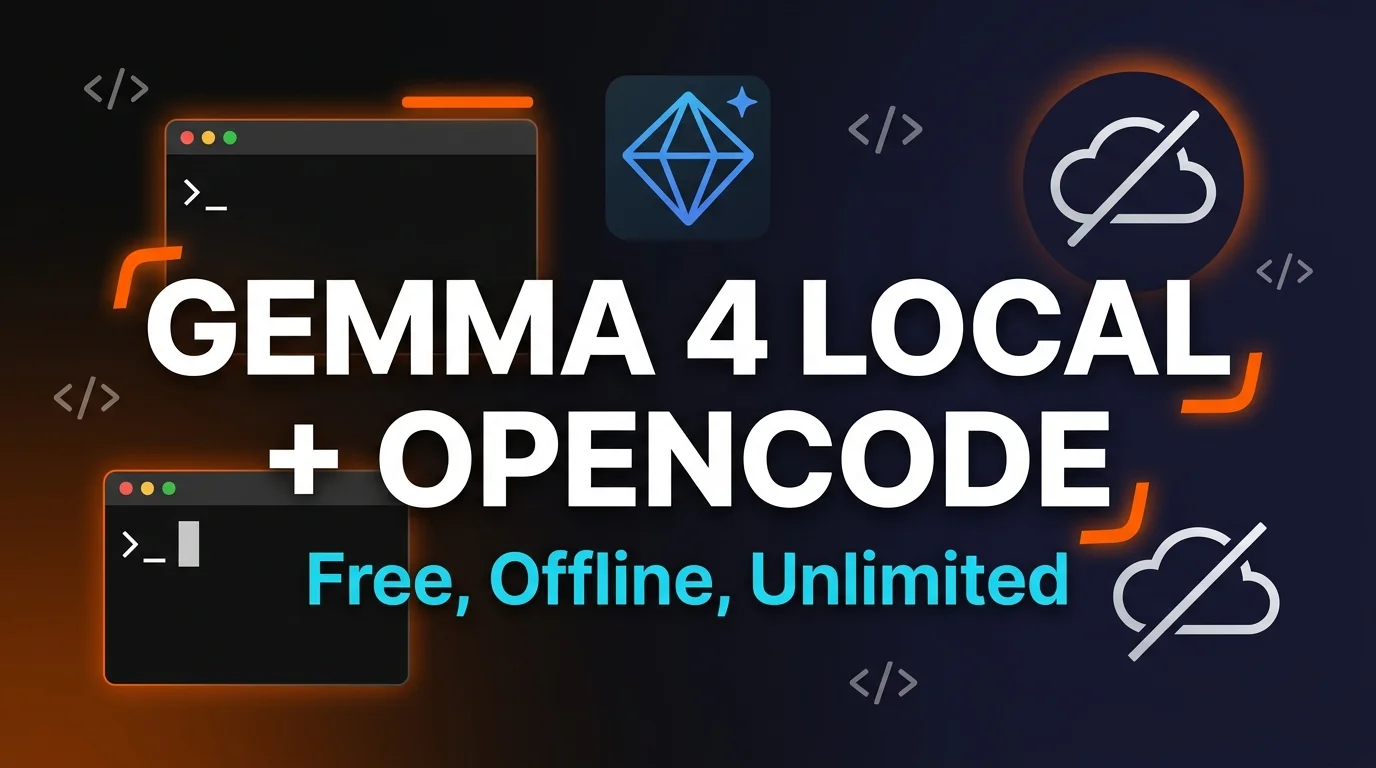 Gemma 4 local with OpenCode — free, offline, unlimited vibe coding featured image